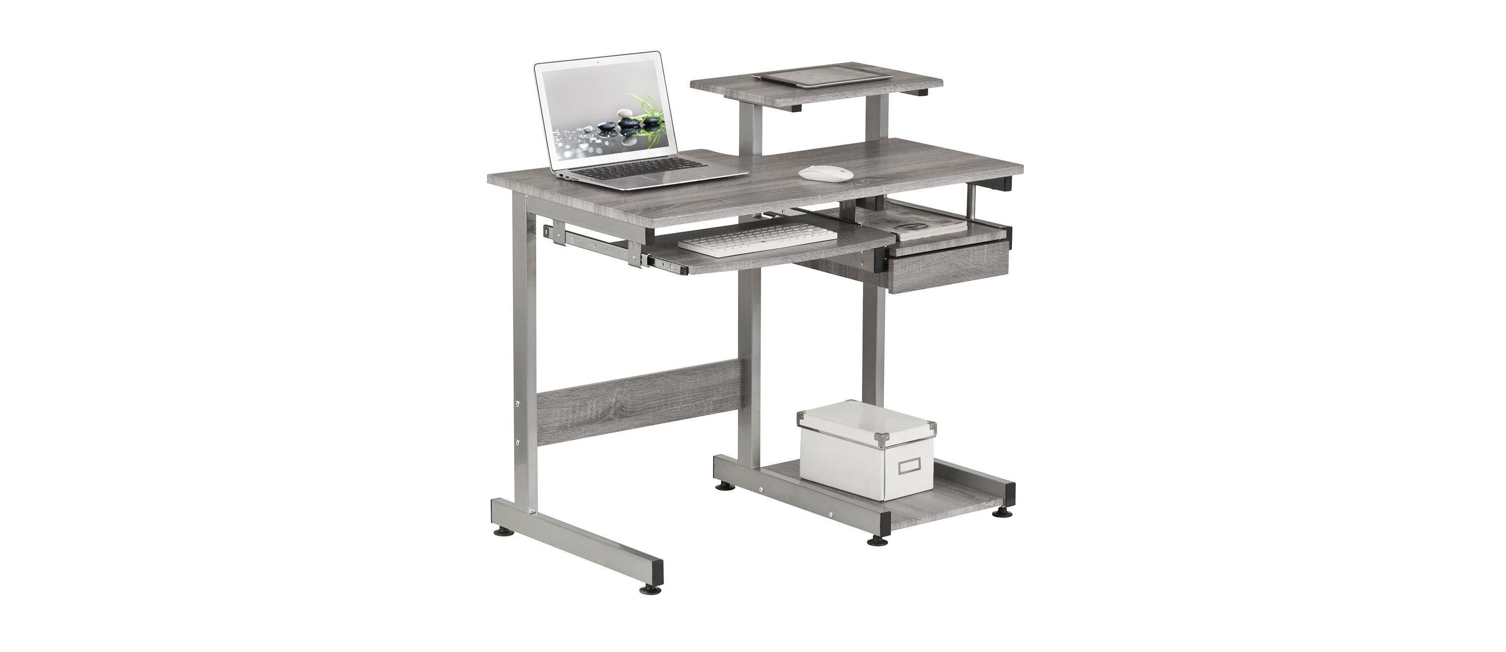Techni Mobili Complete Computer Workstation Desk, Grey
