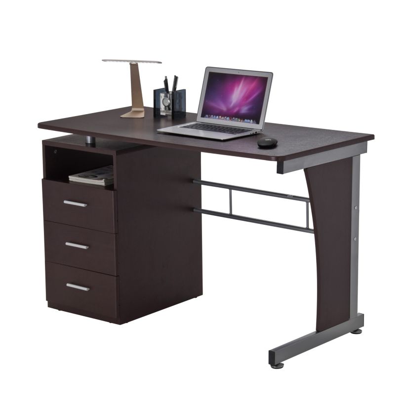Techni Mobili Computer Desk with Ample Storage, Chocolate