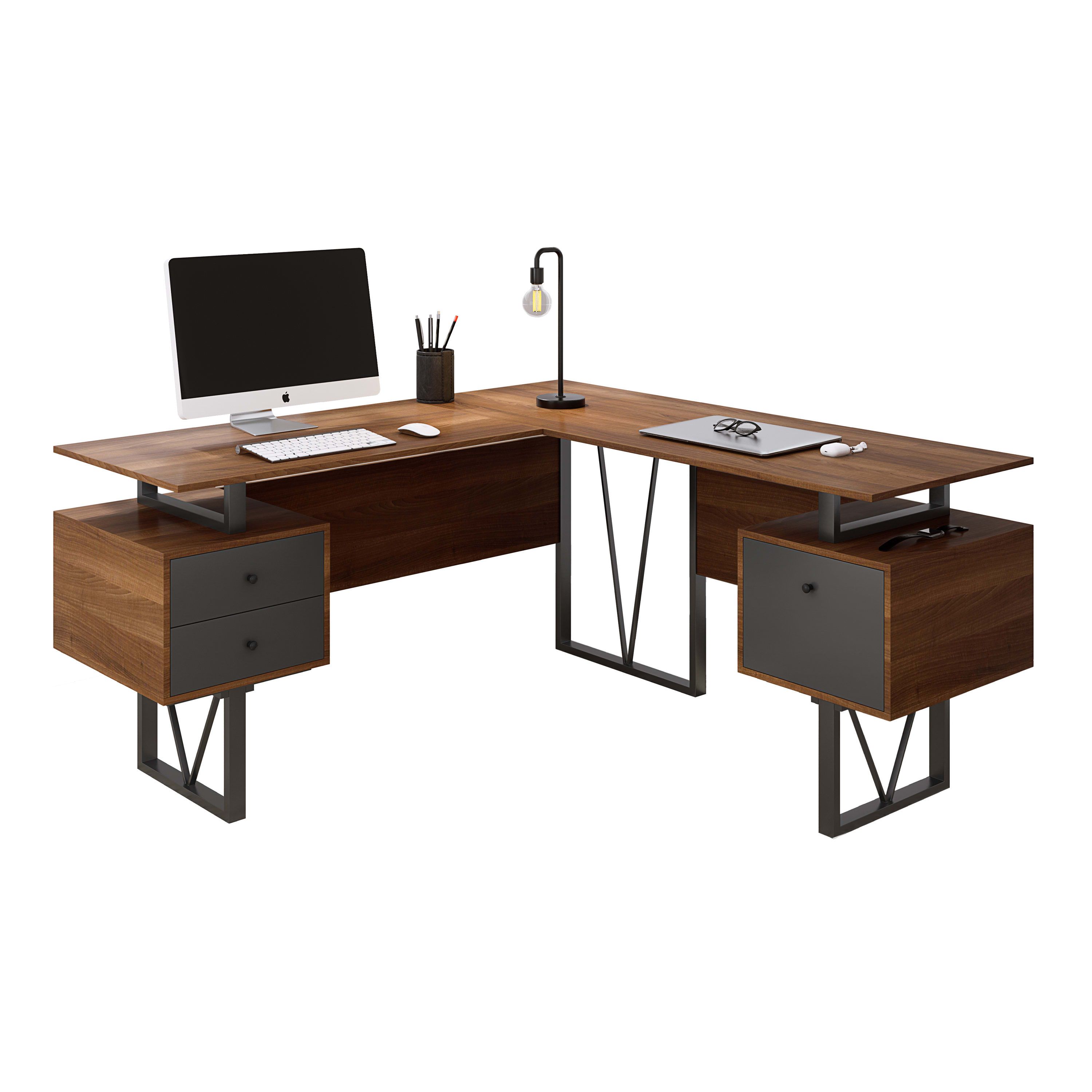 Techni Mobili Techni Mobili Reversible L-Shape Computer Desk with ...