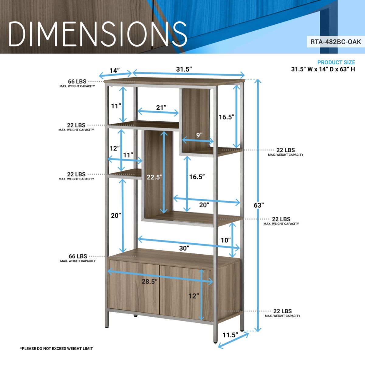 Techni Mobili Oak Storage Rack with  door cabinet