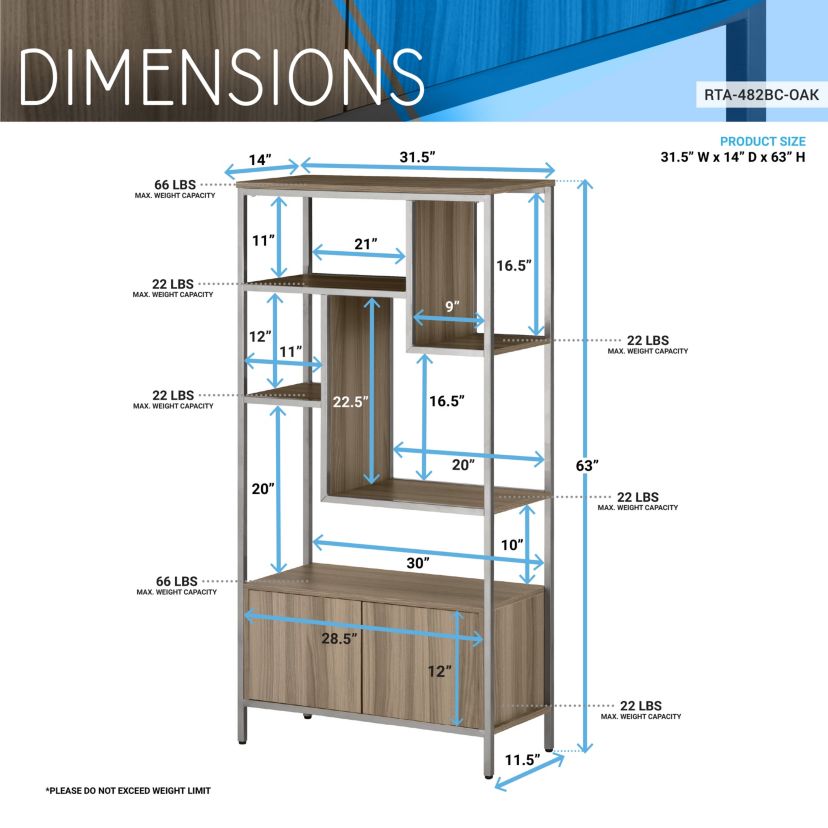 Techni Mobili Oak Storage Rack with  door cabinet