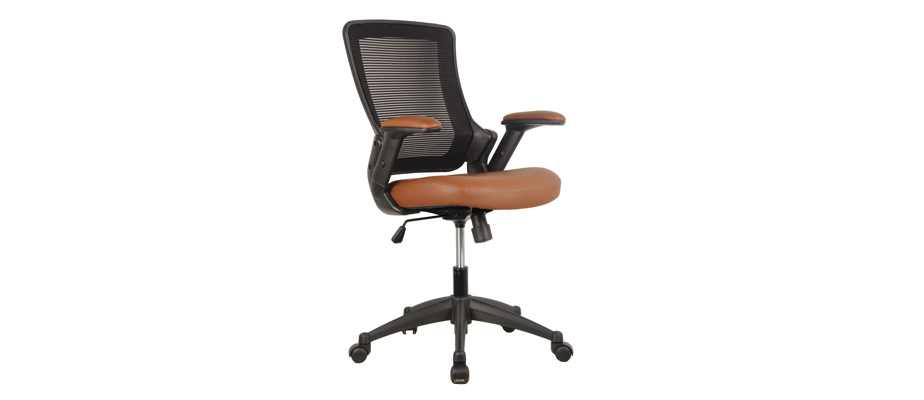 Techni Mobili Mid-Back Mesh Task Office Chair with Height Adjustable Arms, Brown