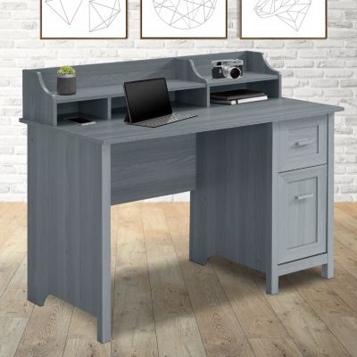 Techni Mobili Classic Office Desk with Storage, Grey