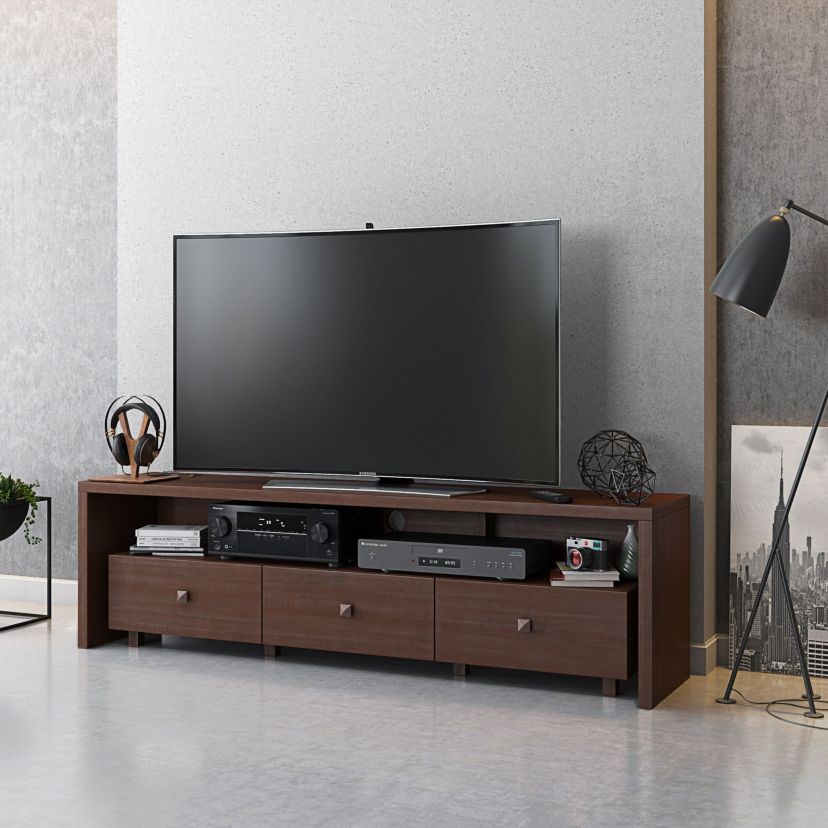 Techni Mobili Elegant TV Stand for TVs Up To 75" with Storage, Hickory