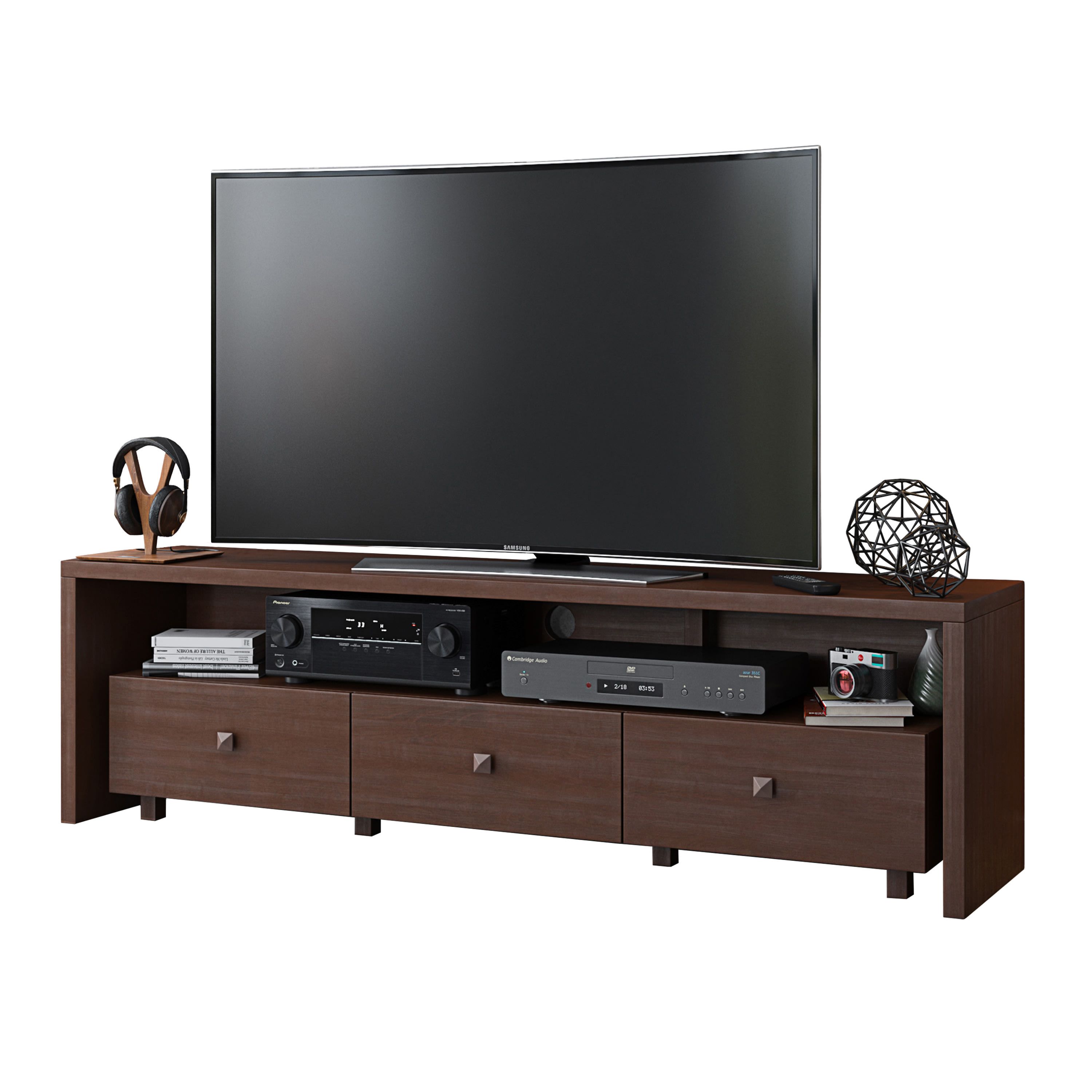 Techni Mobili Elegant TV Stand for TVs Up To 75" with Storage, Hickory