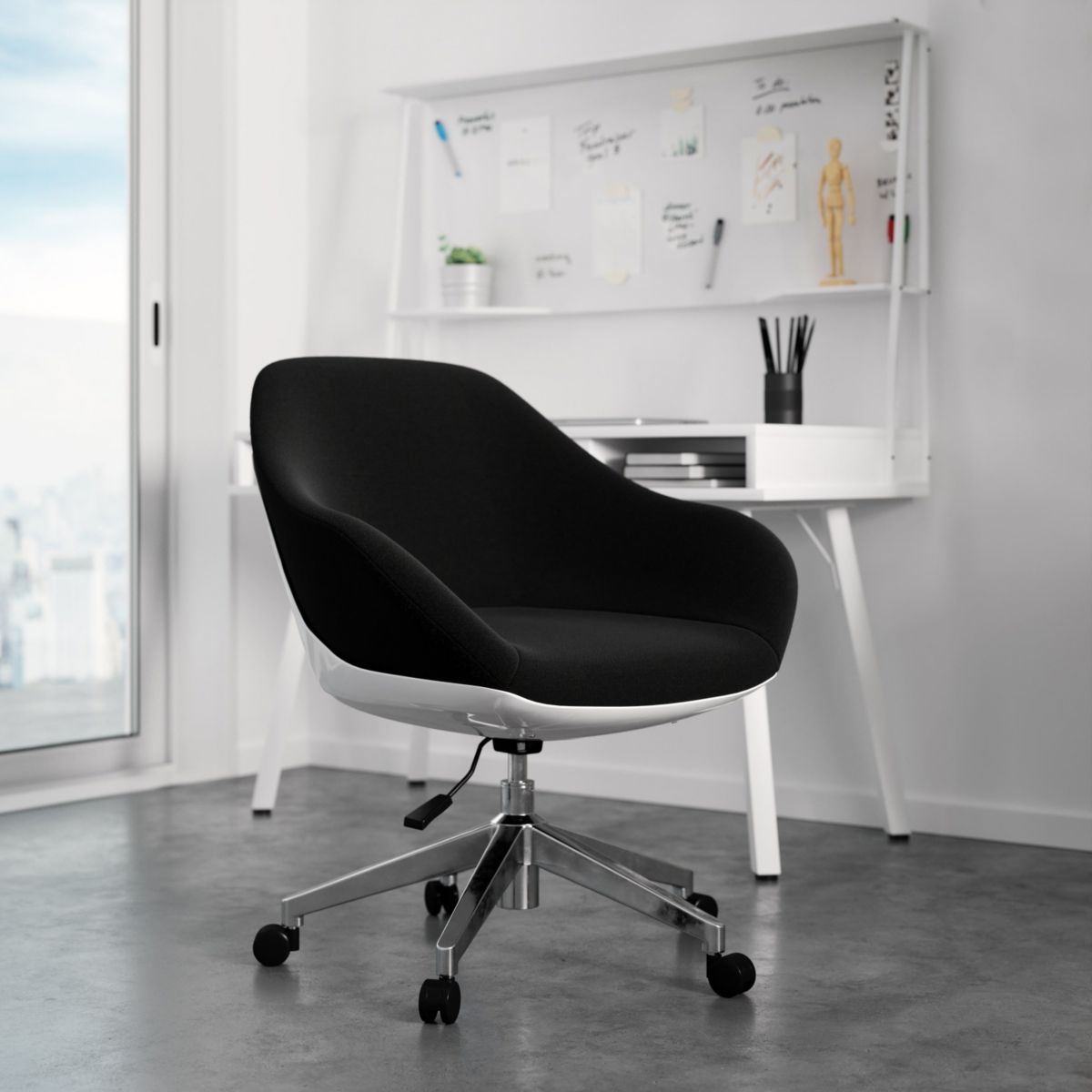 Techni Mobili Home Office Upholstered Task Chair, Black