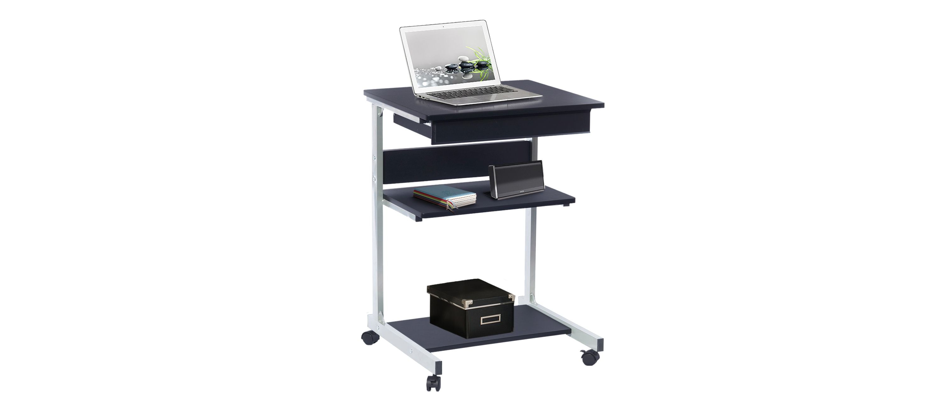 Techni Mobili Rolling Laptop Cart with Storage, Graphite