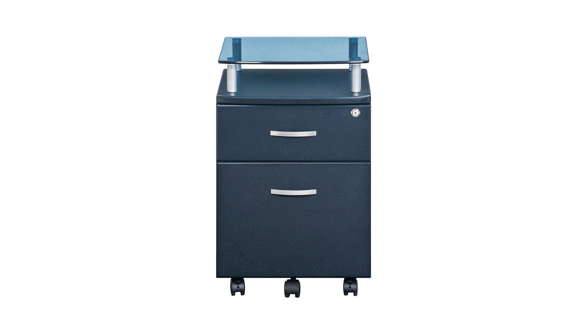 Techni Mobili Rolling File Cabinet with Glass Top, Graphite