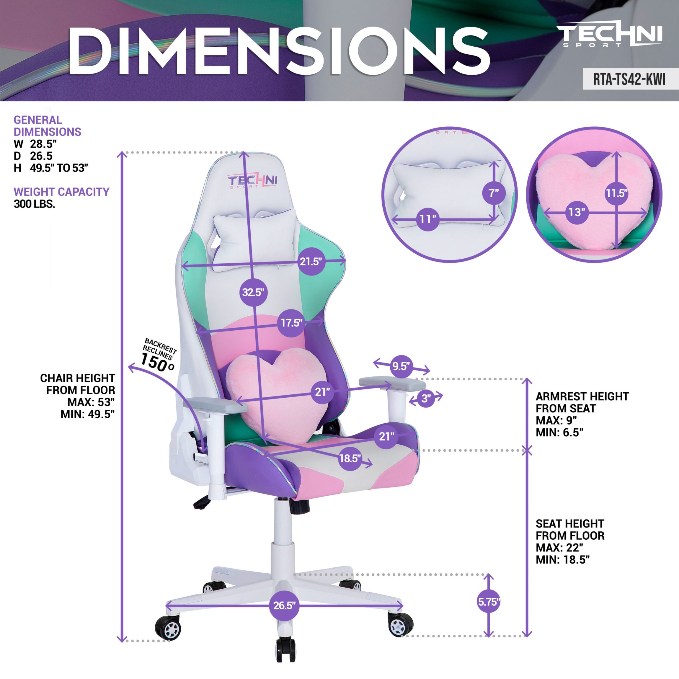 Techni Sport TS-42 Office-PC Gaming Chair, Kawaii