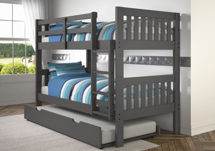 Twin/Twin Mission Bunk Bed W/Trundle Bed
