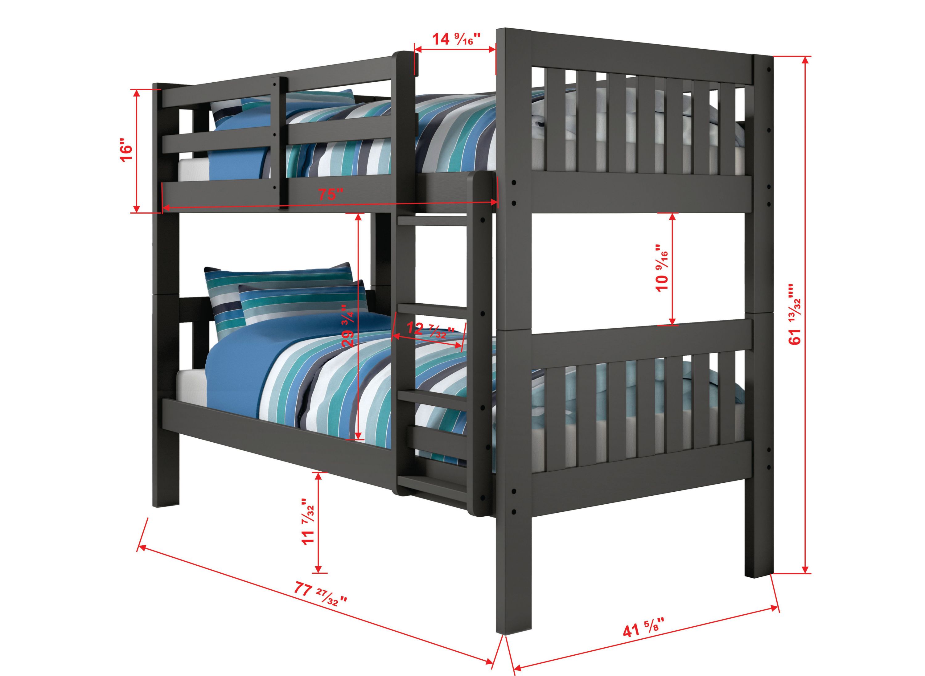 Twin/Twin Mission Bunk Bed W/Trundle Bed