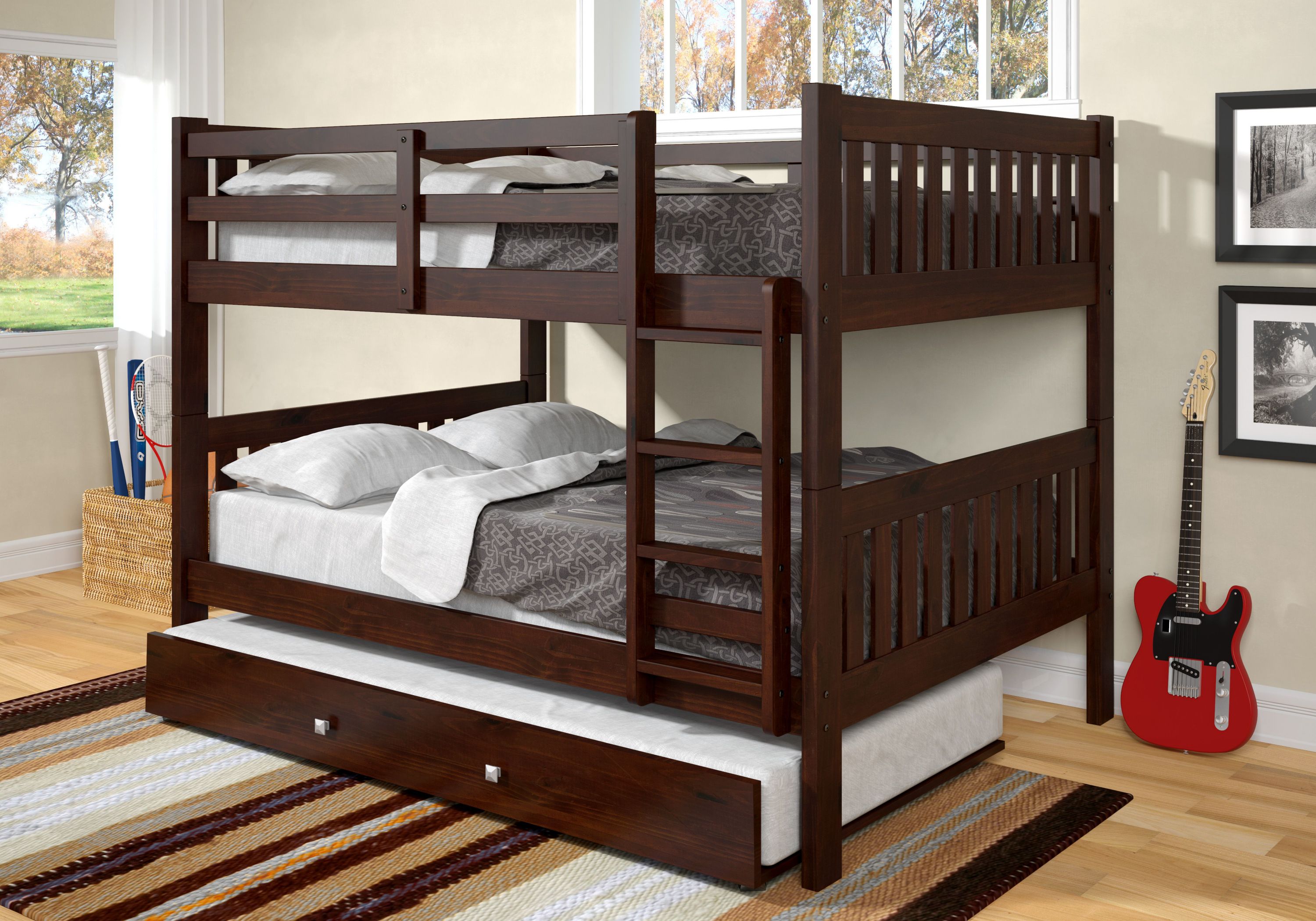 Full/Full Mission Bunk Bed With Trundle Bed