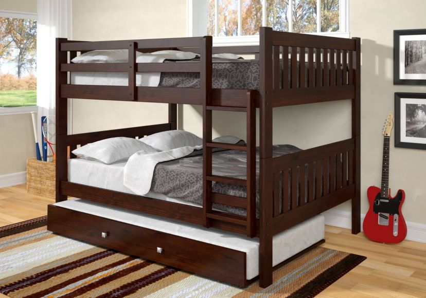 Full/Full Mission Bunk Bed With Trundle Bed