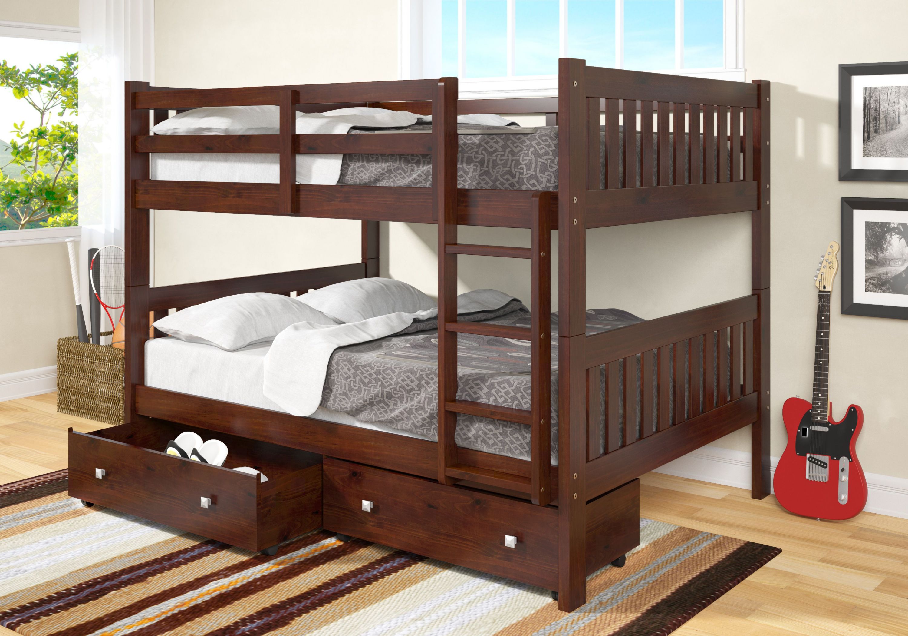 Full/Full Mission Bunk Bed With Dual Underbed Drawers