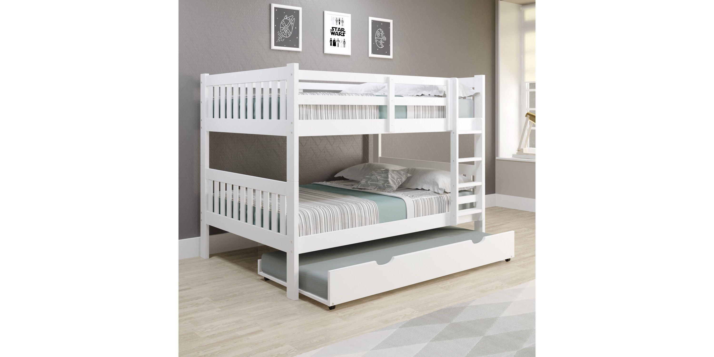 Full/Full Mission Bunk Bed W/Twin Trundle Bed