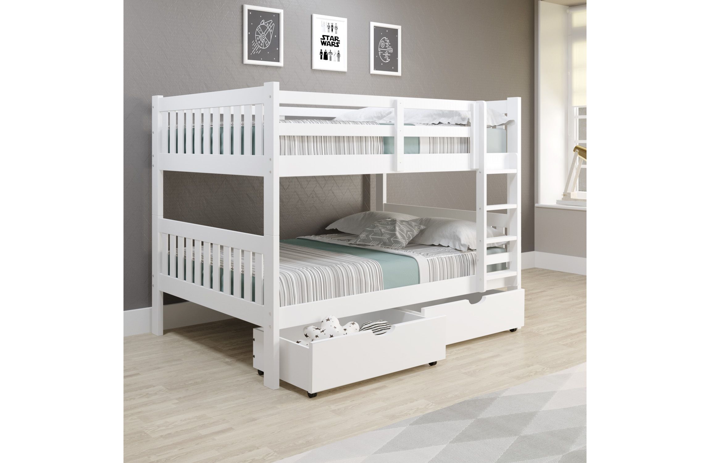 Full/Full Mission Bunk Bed W/Dual Underbed Drawers