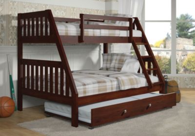 Donco Kids Twin/full Mission Bunk Bed W/twin Trundle Bed