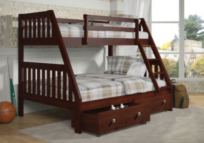 Donco Kids Twin/full Mission Bunk Bed W/dual Under Bed Drawers