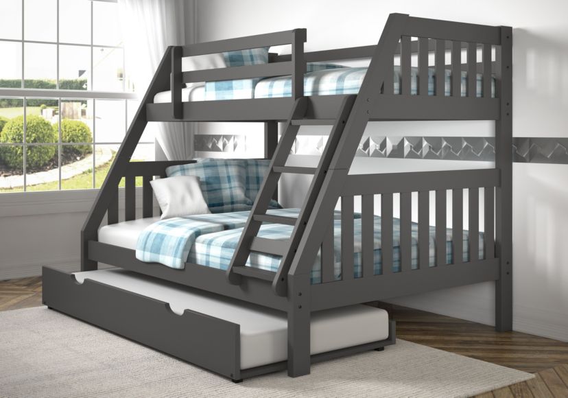 Twin/Full Mission Bunk Bed W/Twin Trundle Bed