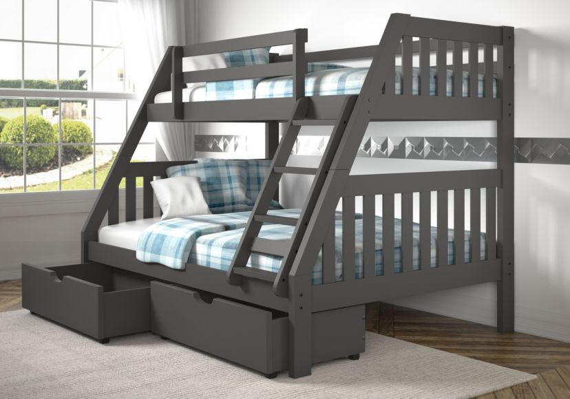 Twin/Full Mission Bunk Bed W/Dual Under Bed Drawers