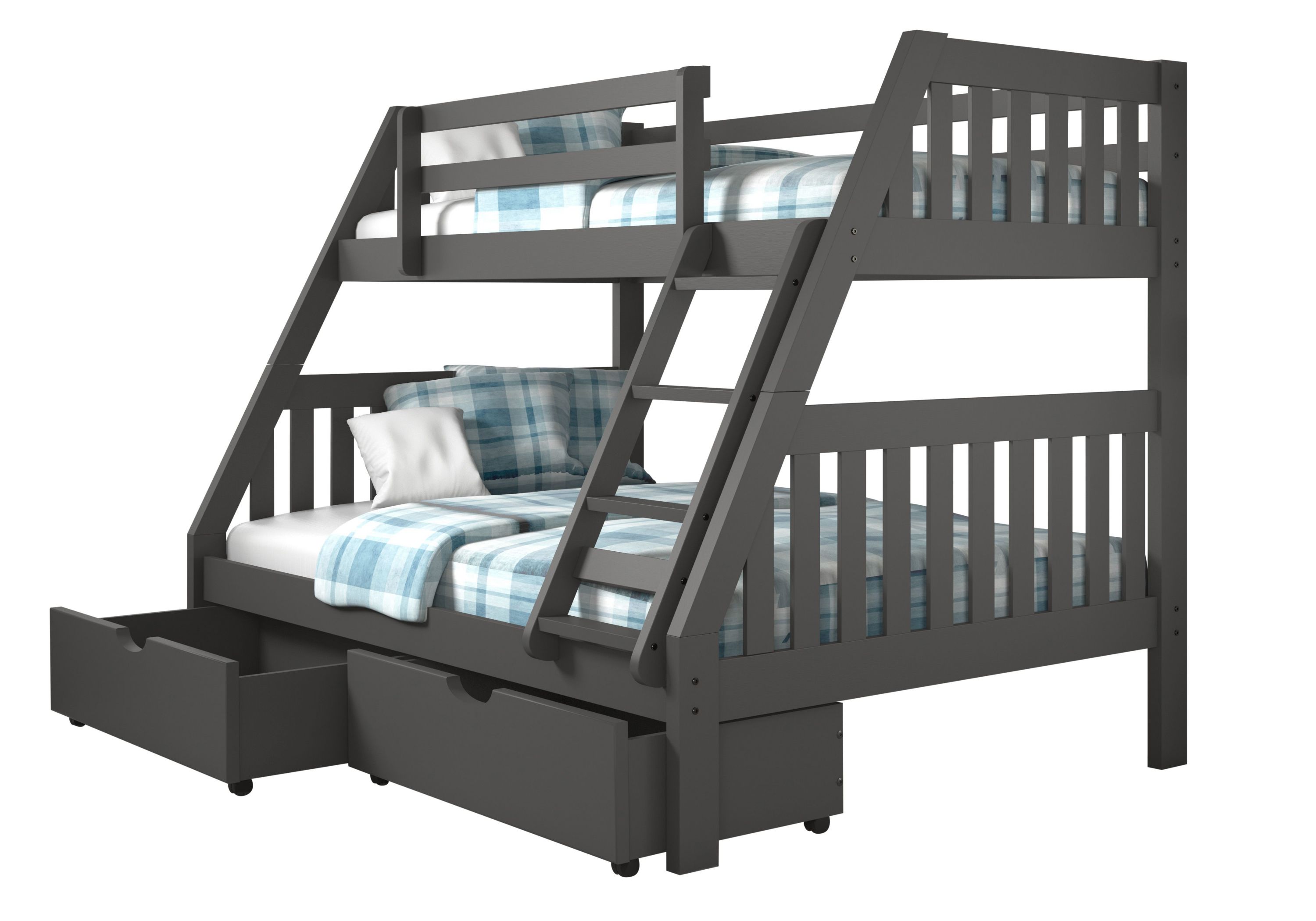 Twin/Full Mission Bunk Bed W/Dual Under Bed Drawers