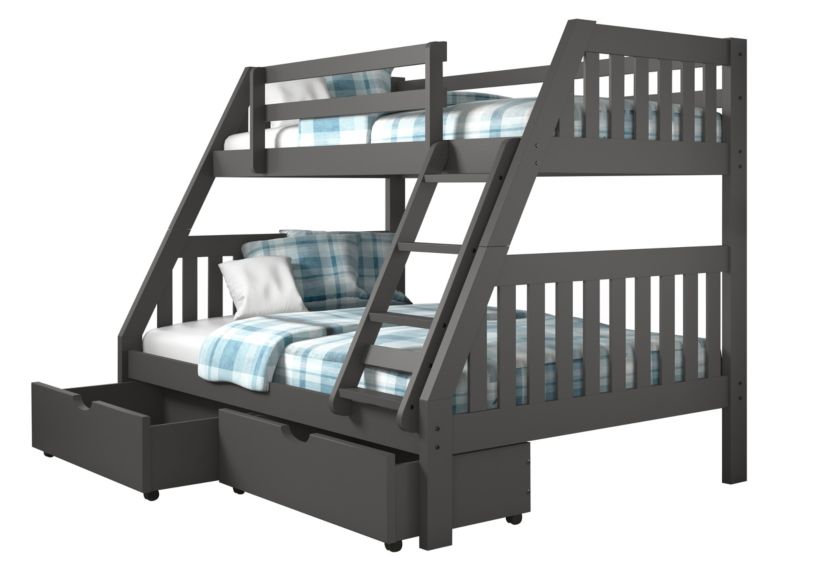 Twin/Full Mission Bunk Bed W/Dual Under Bed Drawers