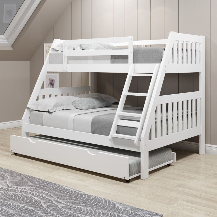 Twin/Full Mission Bunk Bed W/Twin Trundle Bed