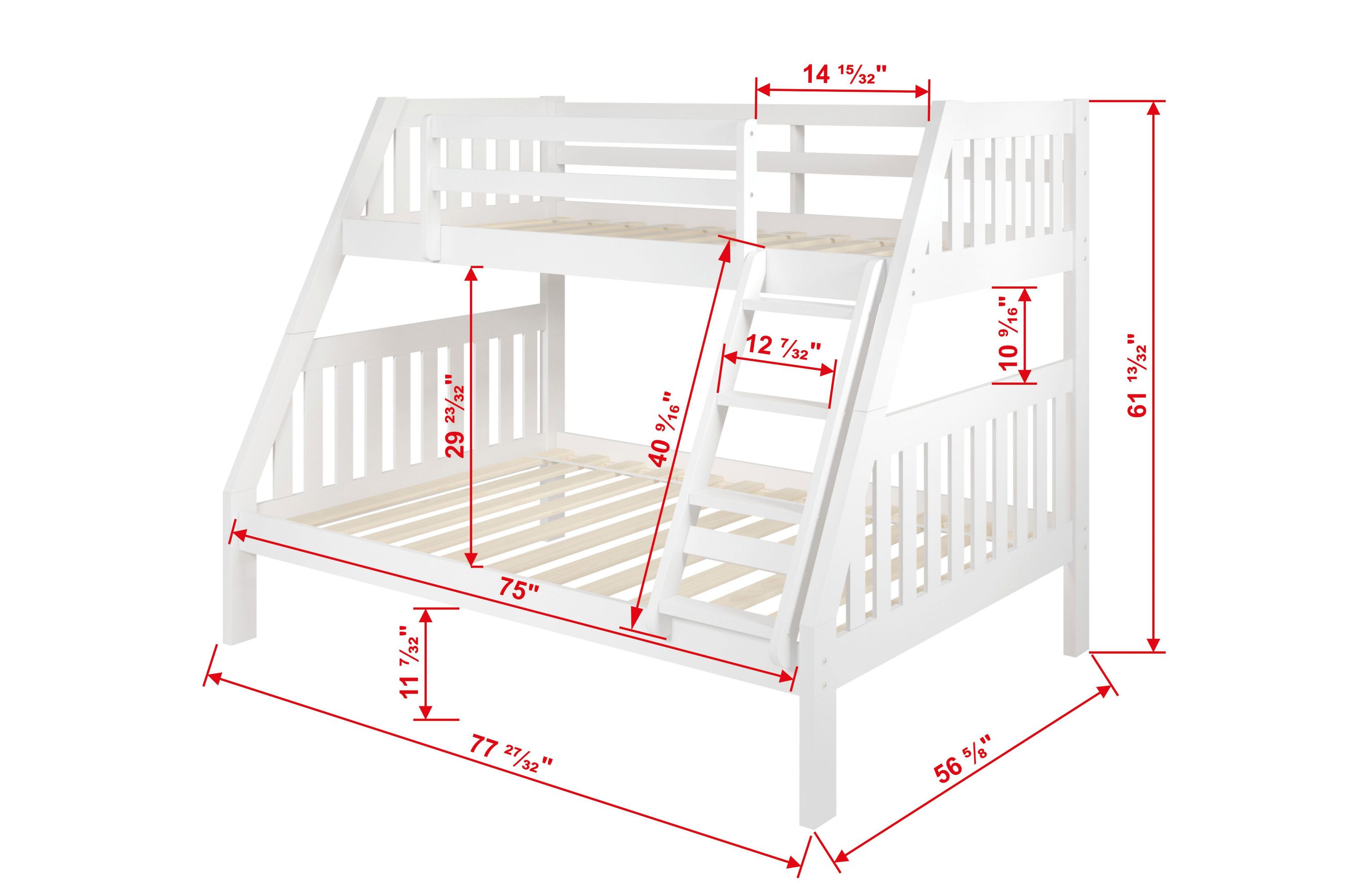 Twin/Full Mission Bunk Bed W/Twin Trundle Bed