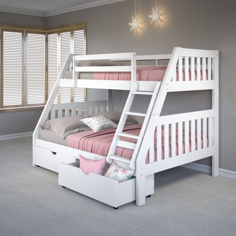 Twin/Full Mission Bunk Bed W/Dual Under Bed Drawers