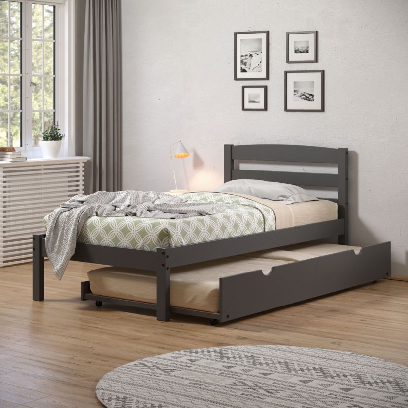 Twin Econo Bed With Trundle Bed Honey Finish