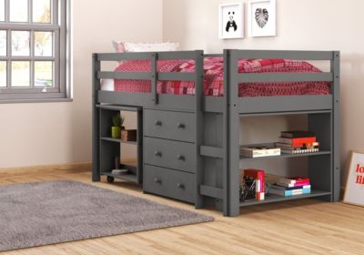 Donco Kids Low Loft Bed Dark Cappuccino, Grey, Twin -  0812614026235