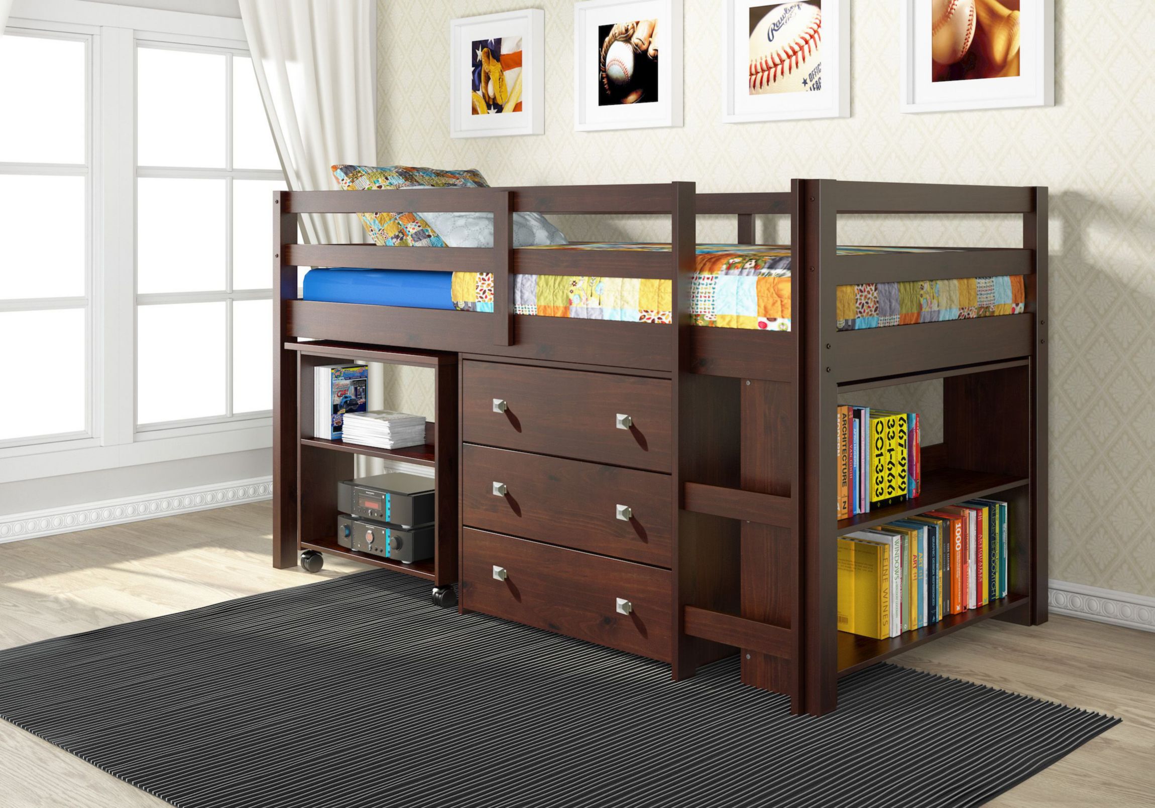 Low Loft Bed Dark Cappuccino