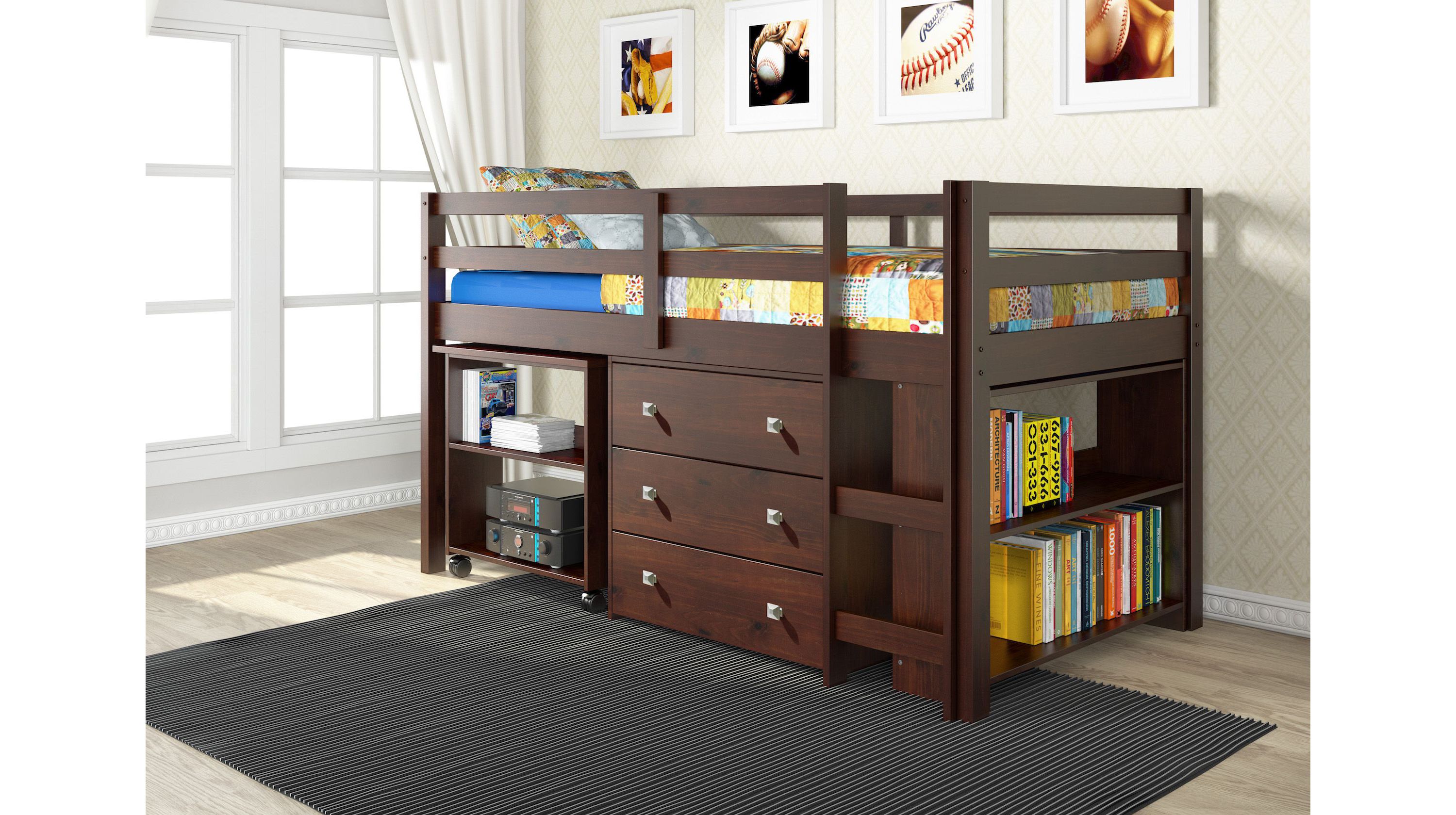 Low Loft Bed Dark Cappuccino