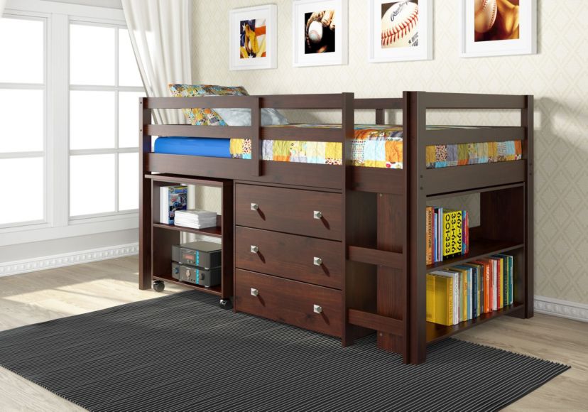 Low Loft Bed Dark Cappuccino