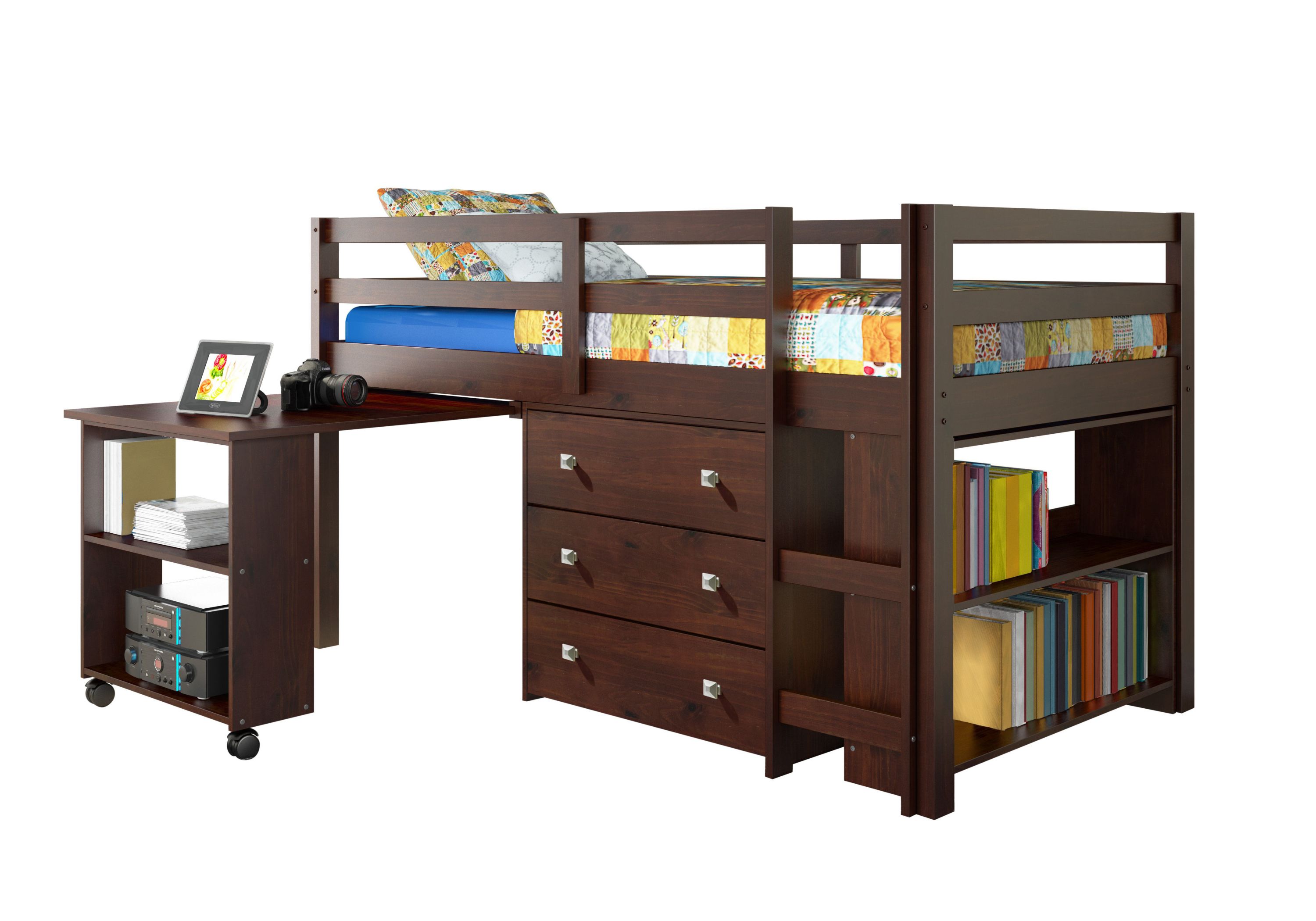 Low Loft Bed Dark Cappuccino
