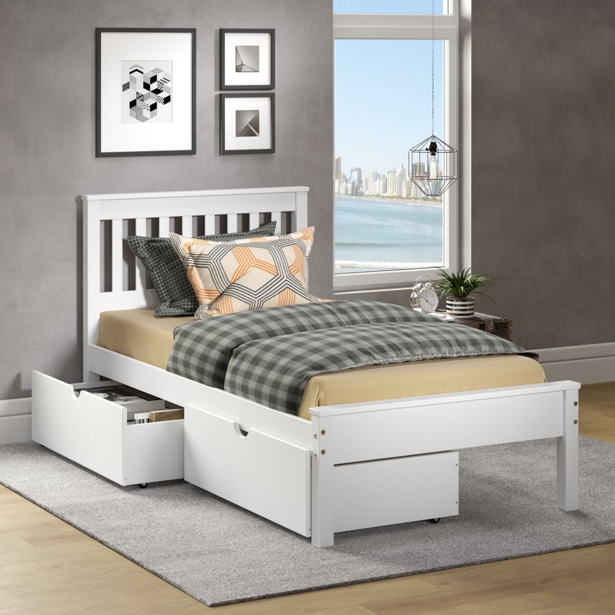 Twin Contempo Bed Dual Under Bed Drawers