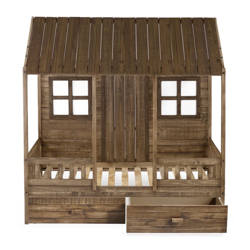 Twin Front Porch Low Loft W/Dual Underbed Drawers