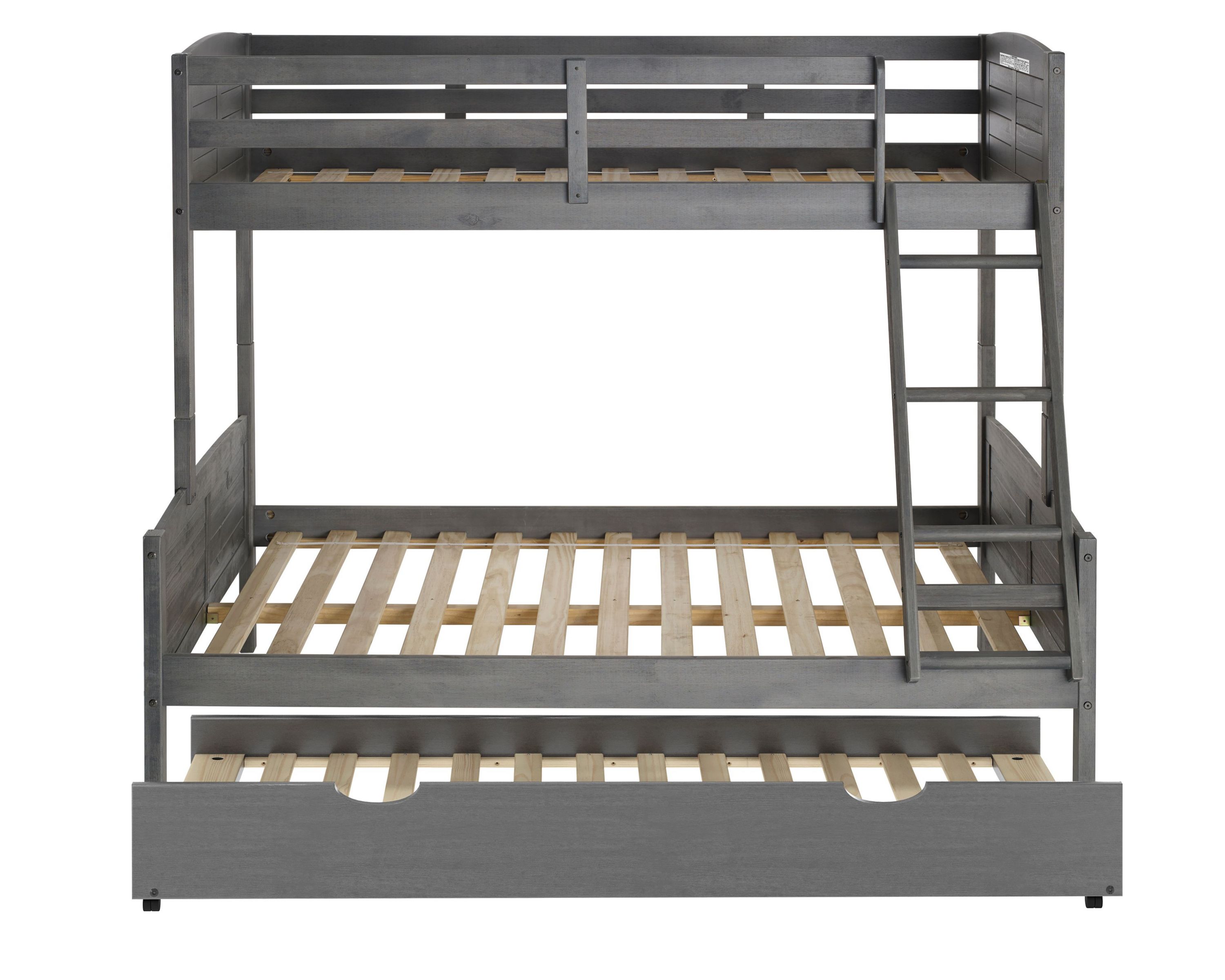 Twin/Full Louver Bunk Bed With Twin Trundle Bed