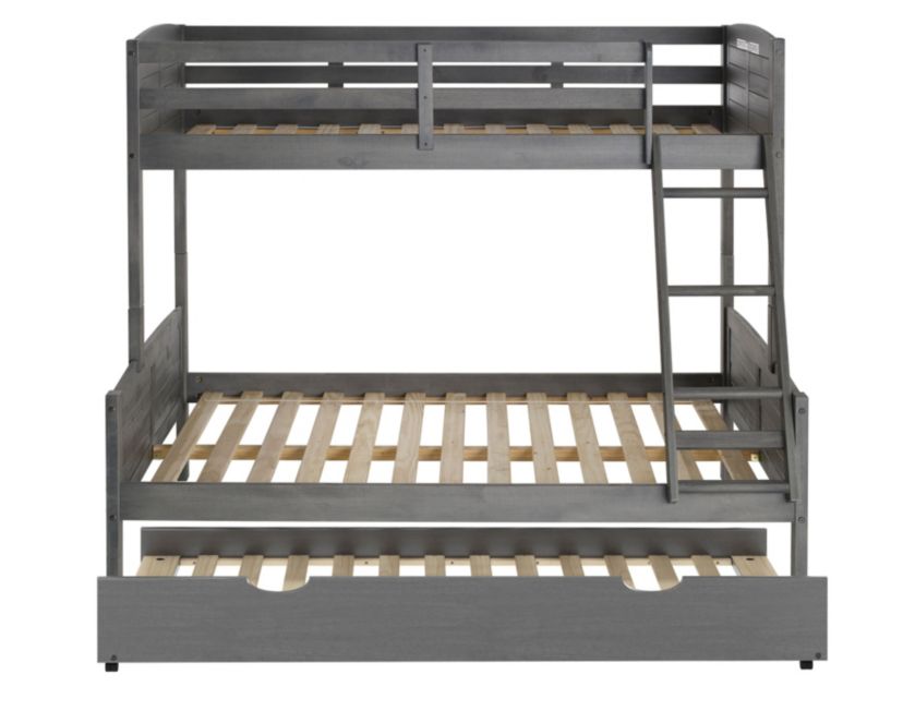 Twin/Full Louver Bunk Bed With Twin Trundle Bed