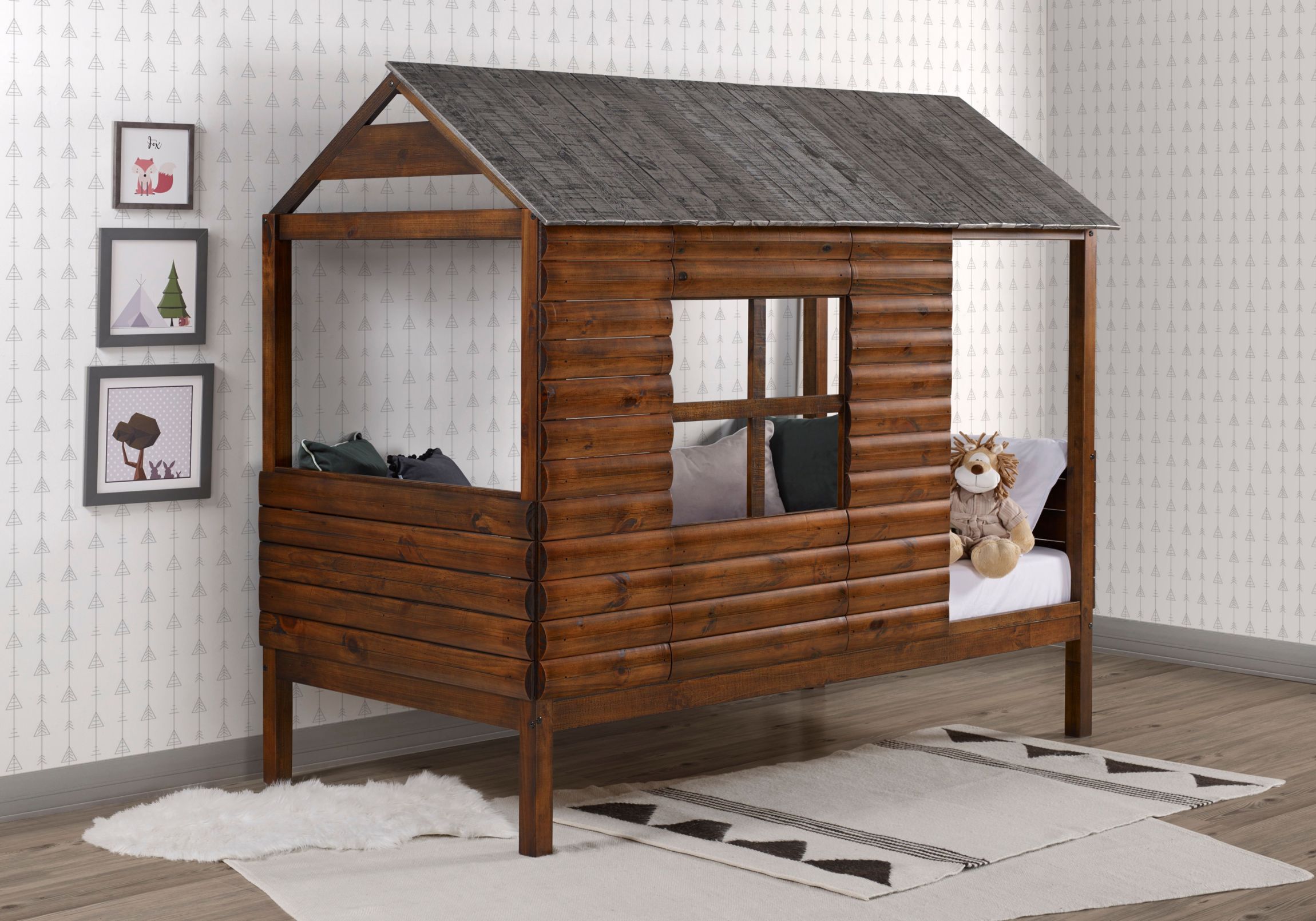 Twin Log Cabin Low Loft