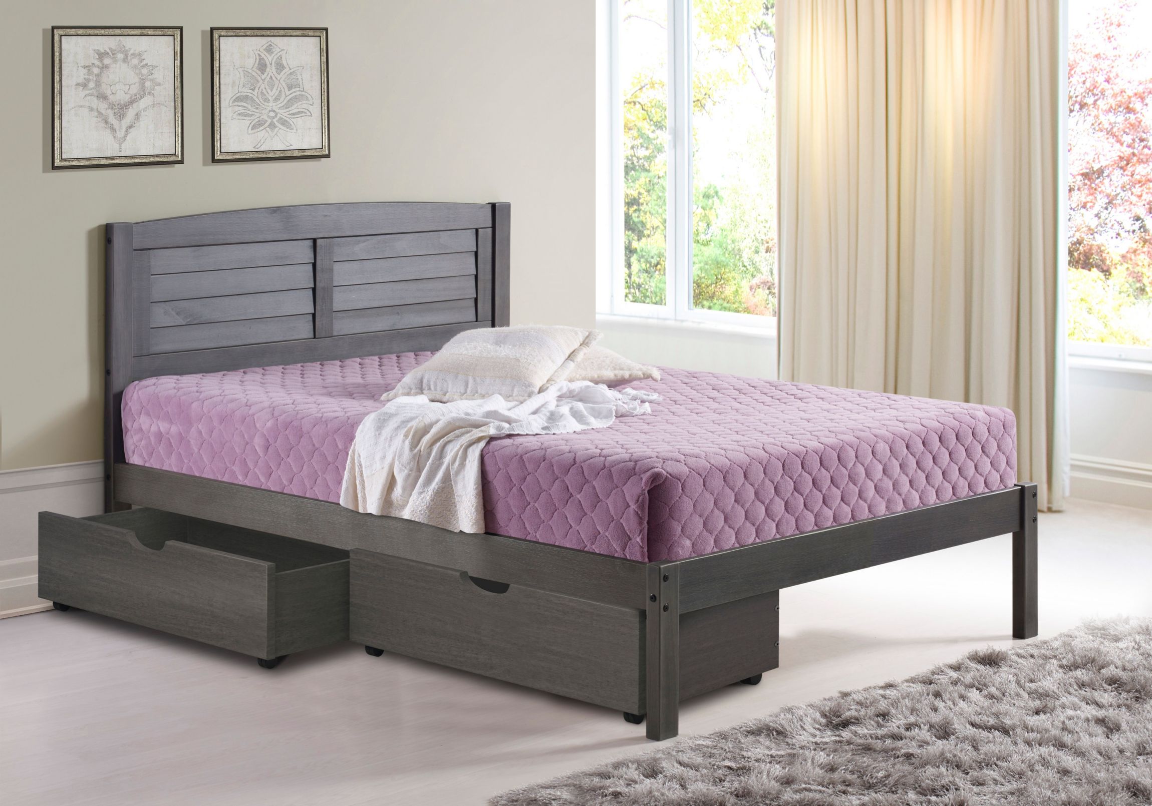 Full Louver Bed With Under Bed Drawers