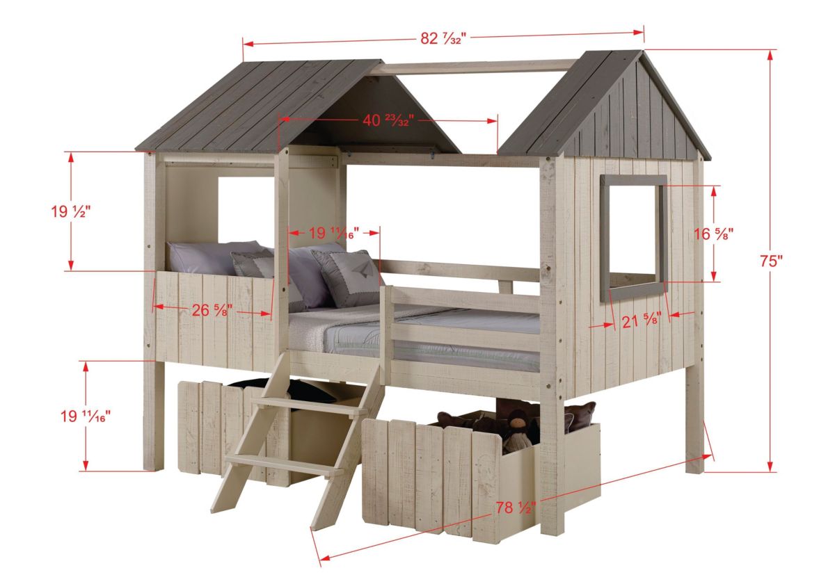 Full House Low Loft With Dual Loft Drawers