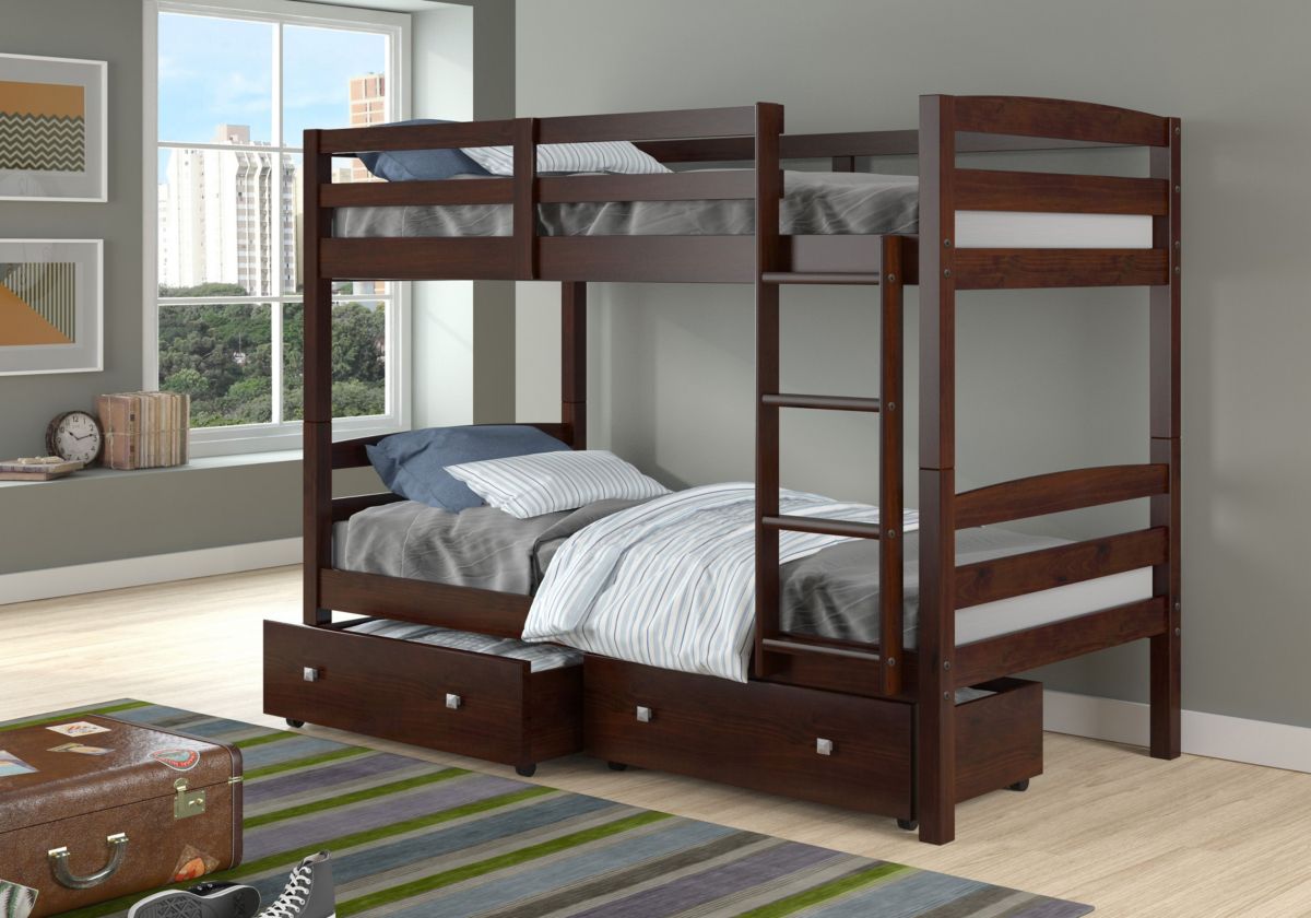 Twin/Twin Devon Bunk Bed With Dual Underbed Drawers