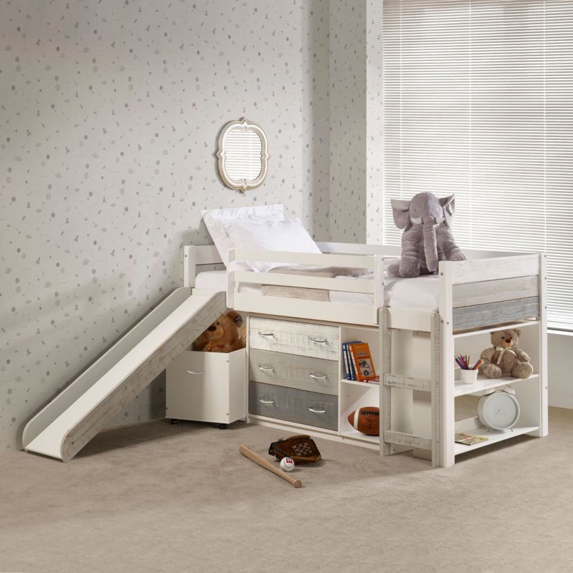 Twin Panel Low Loft Set With Slide & Case Pieces
