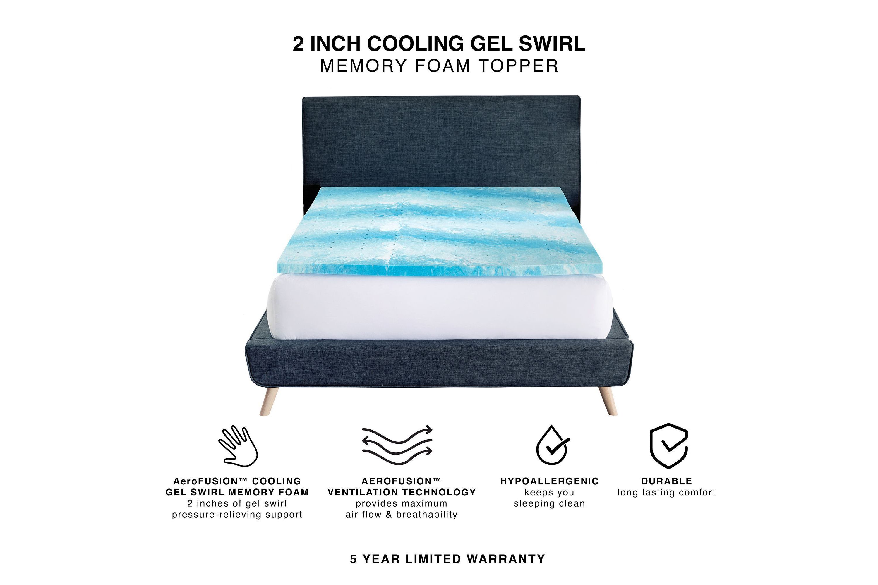 2-Inch Cooling Gel Swirl Memory Foam Mattress Topper