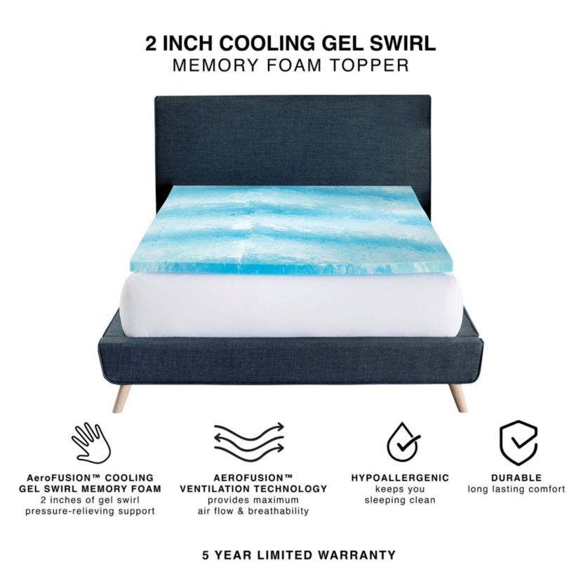 2-Inch Cooling Gel Swirl Memory Foam Mattress Topper