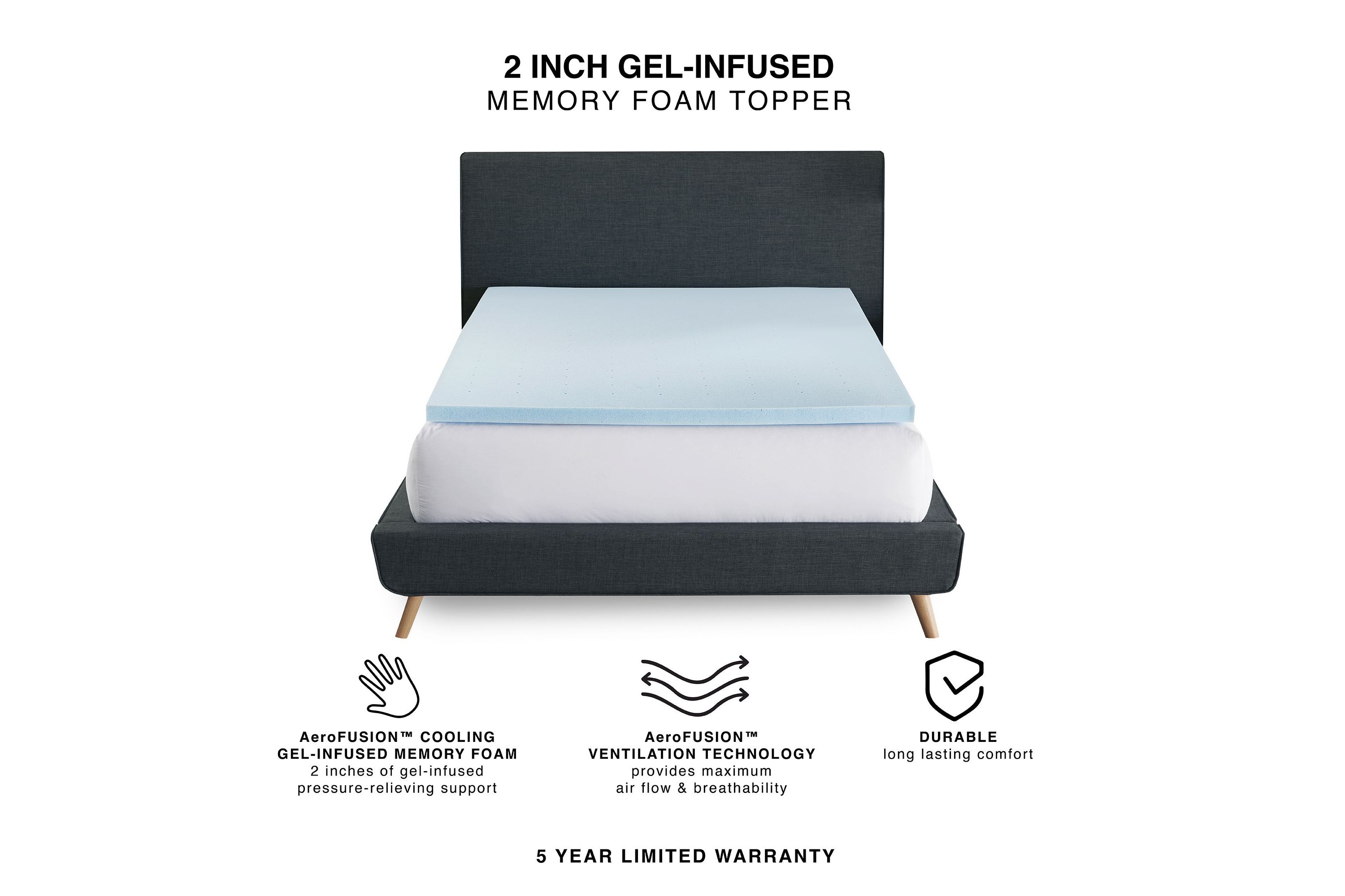2-Inch Gel-Infused Memory Foam Mattress Topper