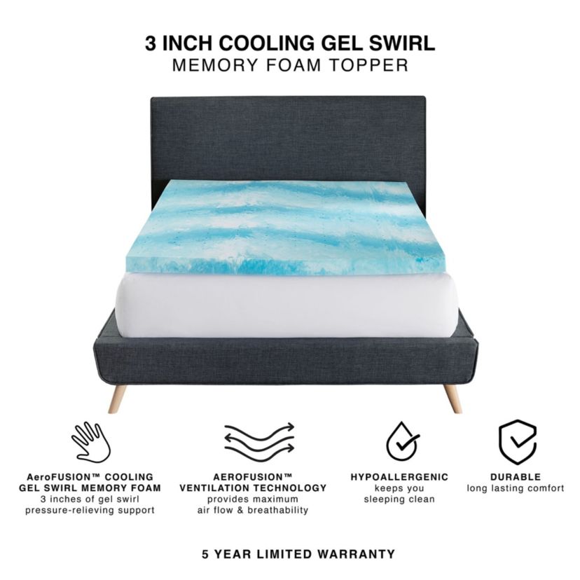 3-Inch Cooling Gel Swirl Memory Foam Mattress Topper