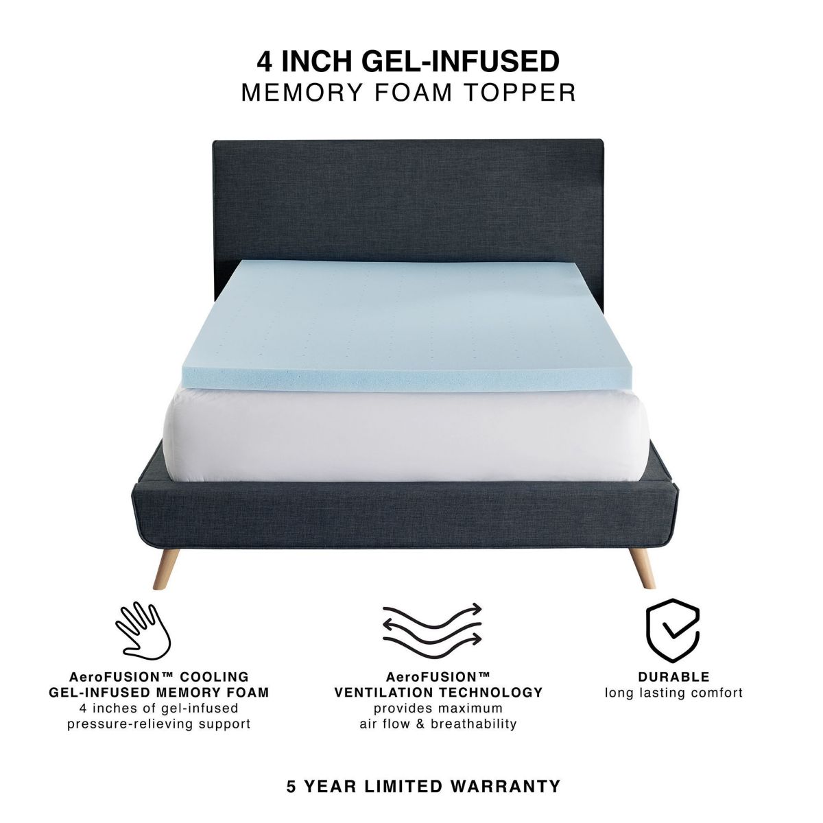 4-Inch Gel-Infused Memory Foam Mattress Topper