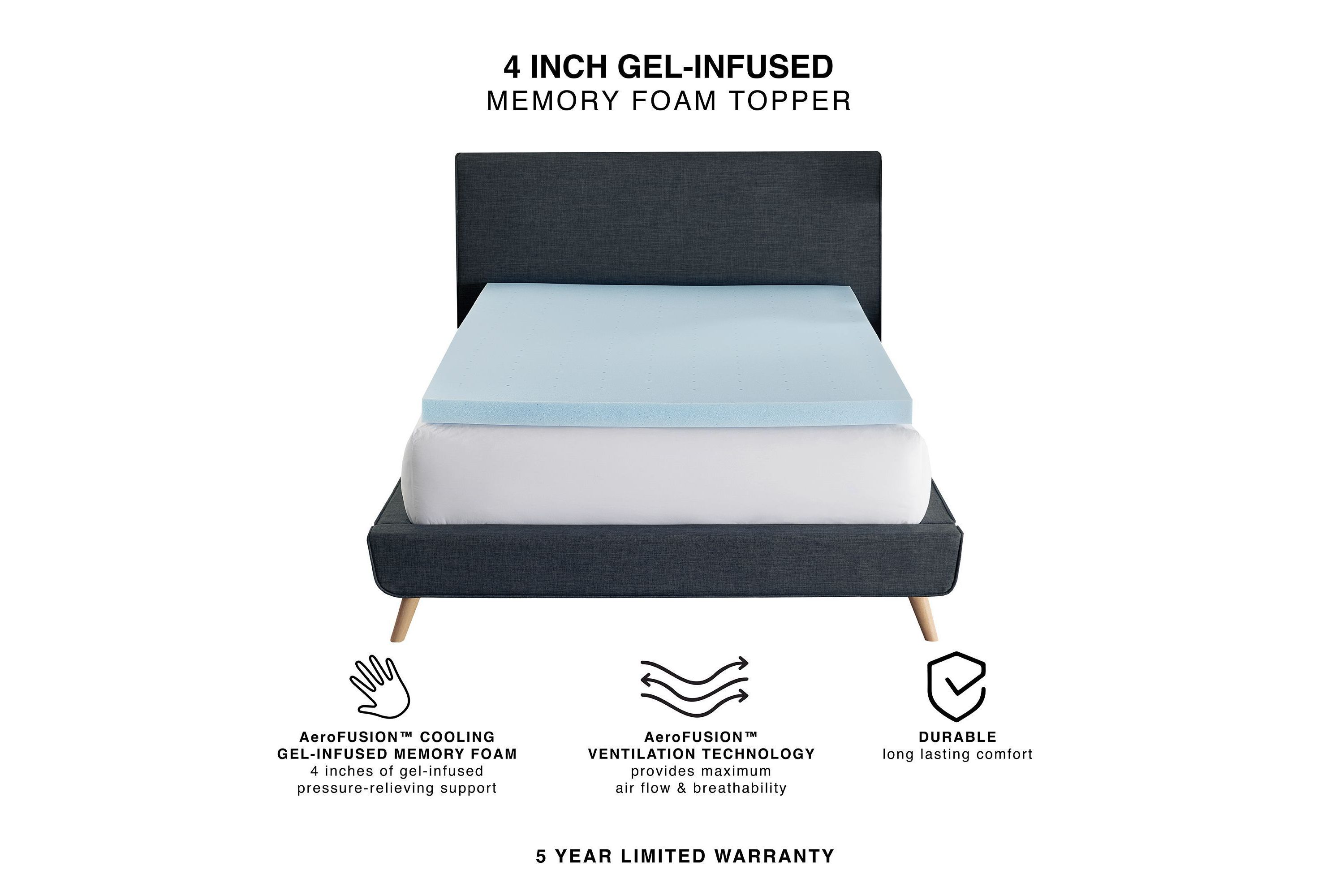 4-Inch Gel-Infused Memory Foam Mattress Topper